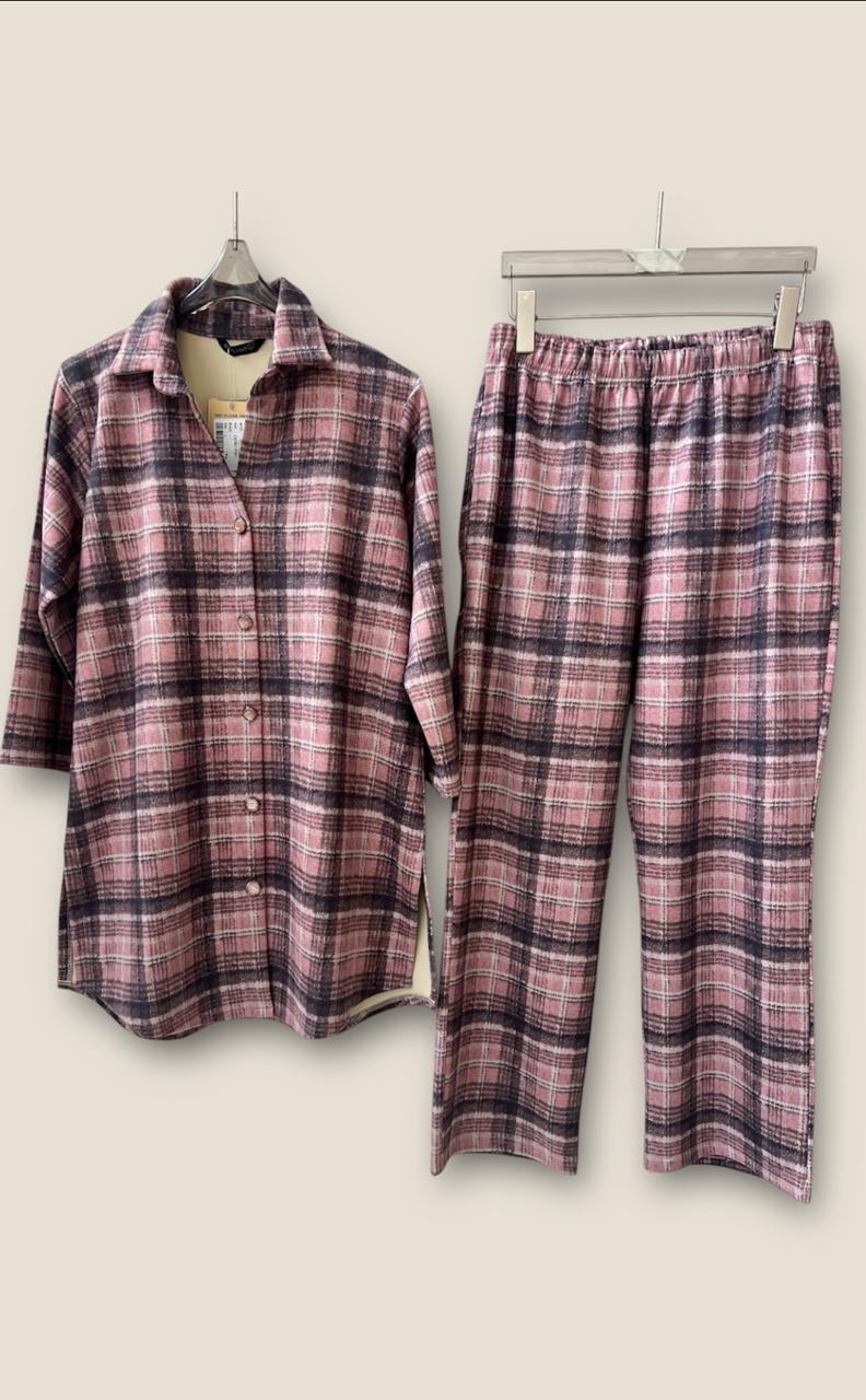 PINK CHECKED WINTER CORDSET - CS7607 PINK