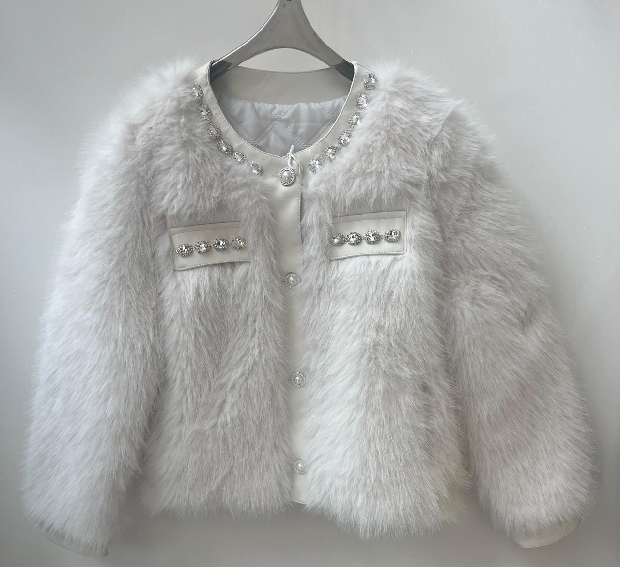 FAUX FUR JACKET WHITE - 4SG1612251595