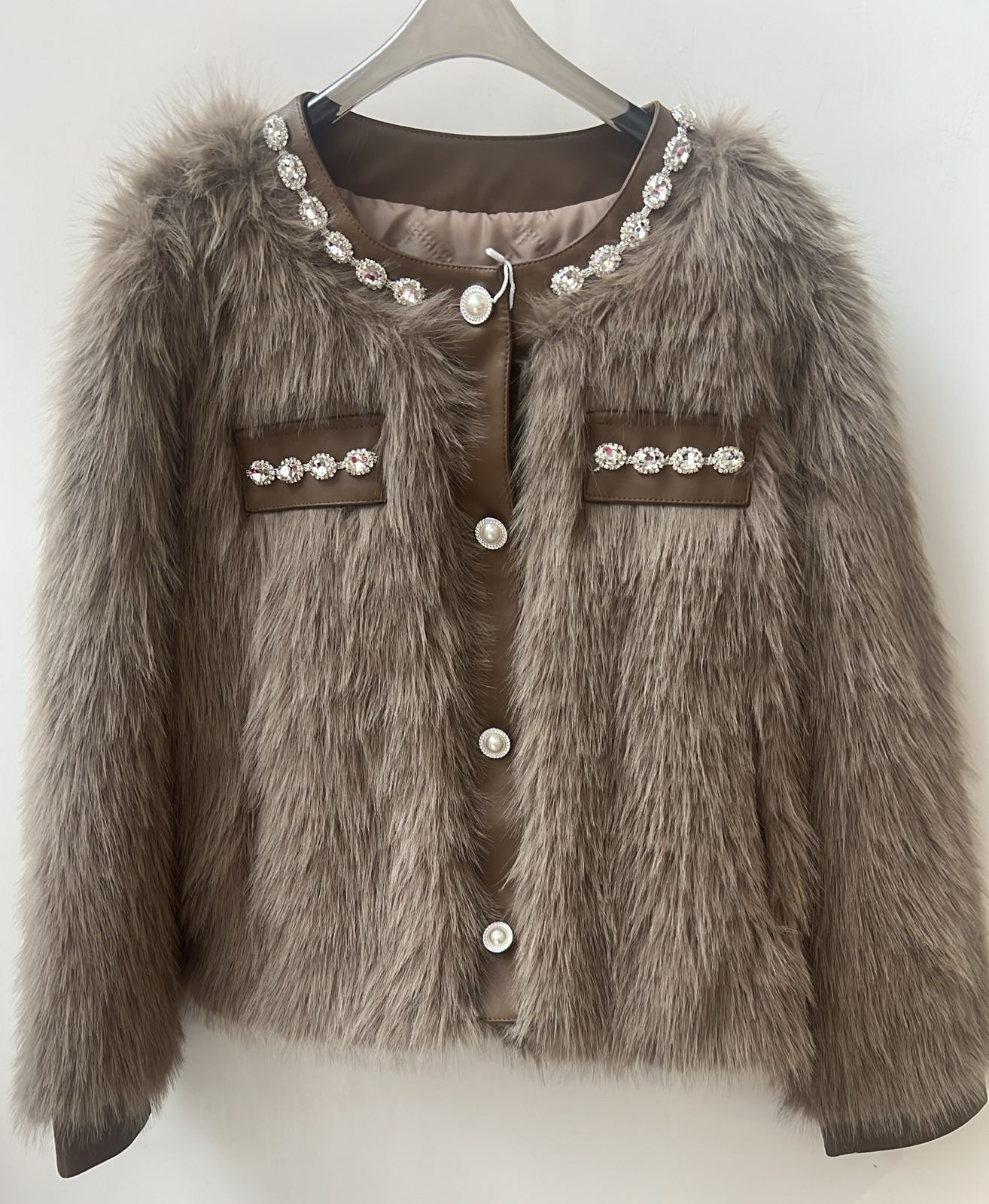 FAUX FUR JACKET BROWN - 4SG1612251595